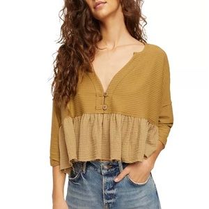 Free People Dallas Henley Top in LIME GREEN